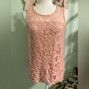 Adrianna Papell Blush Pink Lace Sleeveless Shell